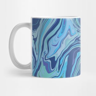 Shades of Moody Blue and Green Aesthetic Marble Pattern Mug